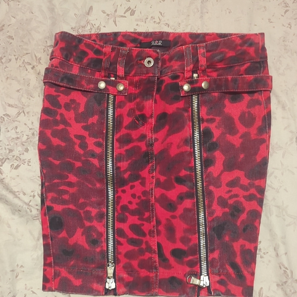 Red Leopard Print Skirt